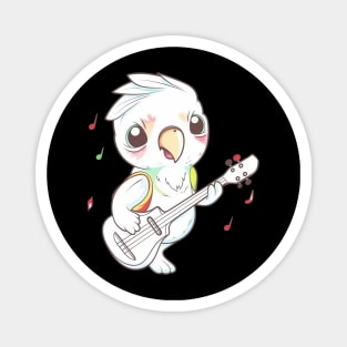 Cute Bird Playing Bass Guitar Magnet